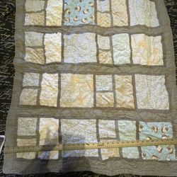 Handmade Baby Boy Quilt With 2 Matching Bibs 