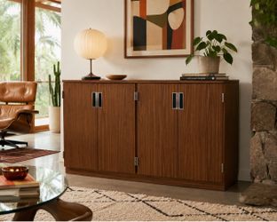 Mid-Century Modern Style Wood Grain Sideboard Credenza