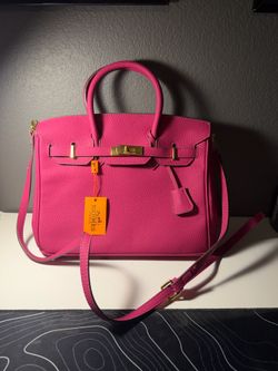 Large pink leather bag