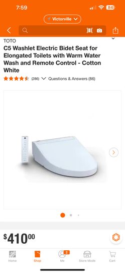 TOTO C5 Washlet Electric Bidet Seat for Elongated Toilets with Warm Water Wash and Remote Control - Cotton White