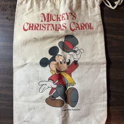 Mickey Mouse Mickey's Christmas Carol Walt Disney Productions Vintage Canvas Bag