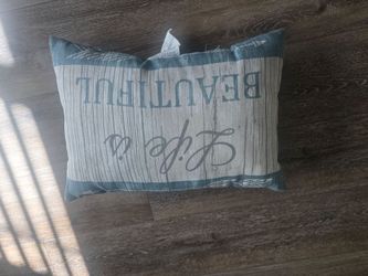 Blue and White "Life is Beautiful" Throw Pillow(PICK UP ONLY)