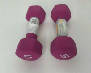 Lot Of 2 CAP Hex Neoprene 5 lb Pound Dumbbell Weights NEW Total 10 Lbs