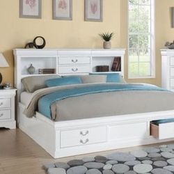 Brand New White Bed with Drawers