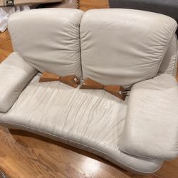 Beige Leather Sofa 60”