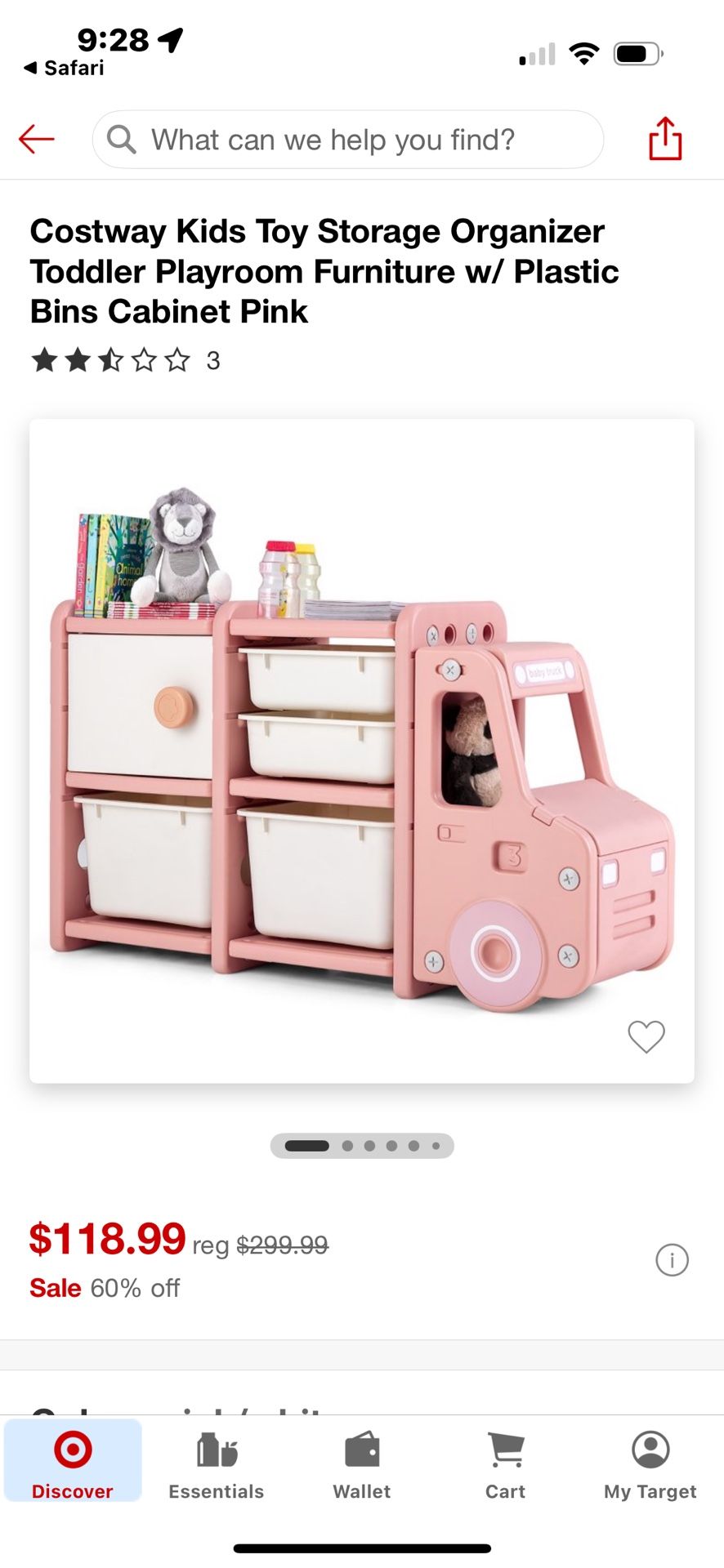 Costway Kids Toy Car Organizer And Storage 
