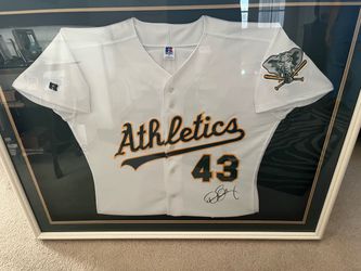 Signed and framed Dennis Eckersley home jersey