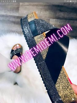 RHINESTONE Wedge SANDALS, BRAND NEW IN BOX, SIZES 5-10