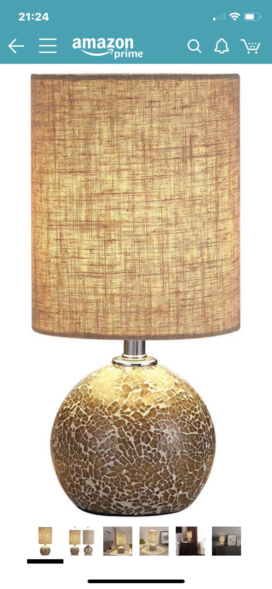 Bedside Table Lamp Desk Lamp - 12.5" H Mini Nightstand Lamp Mosaic Bedroom Night Lamp Small End & Side Table Lamp Bed Lighting with Drum Shade for Li