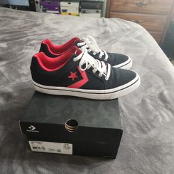 Converse Low Tops Black Red White Size 10