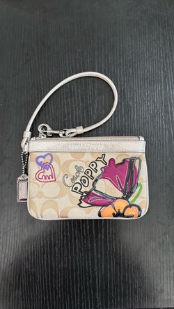 Coach Poppy Signature Canvas Wristlet