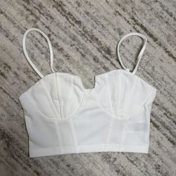 IF SHIPPING, DM BEFORE BUYING. Small White Corset Bustier Crop Top