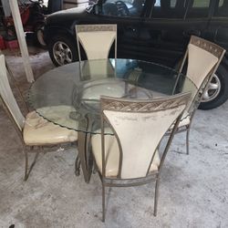Pewter Metal Outdoor / Patio Table Chairs Set 
