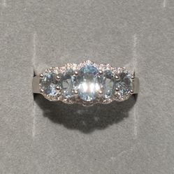Natural Aquamarine Band S925 Sz 7