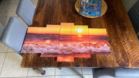 5-Panel Ocean Sunset Canvas Wall Art