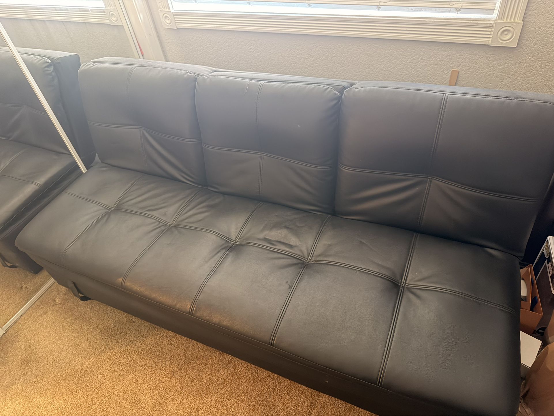 Black Couch / turns Into Bed With Storage