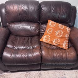 Leather loveseat recliner 