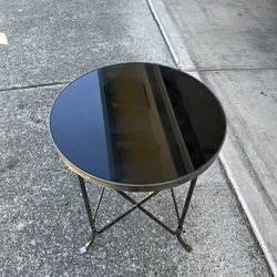 Black Glass Round Side Table