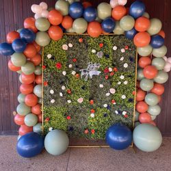 Grass Wall Panels And Neon Sign 