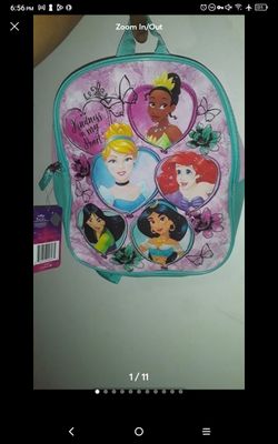 8 pc set Disney Princess Bag Backpack Bookbag 2 pc tote bag n misc