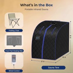 SereneLife Portable Sauna for Home - 38" x 32” - (Black)