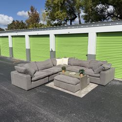 Light Gray 6-Piece Nixon Cloud City Furniture Sectional Couch w/ Nixon Coffee Table