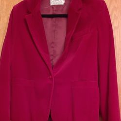 Vintage Chaus Raspberry Red Velor Blazer.Size 14