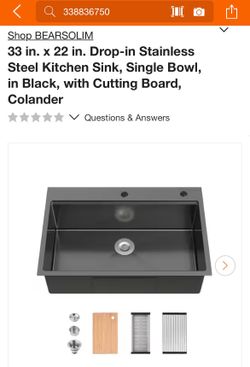 33 in. Drop-In Single Bowl 18 Gauge Gunmetal Black Stainless Steel Kitchen Sink