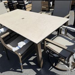 Patio Dining Set 7 Piece Furniture Set with 6 Chairs