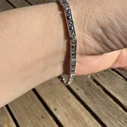 Vintage 925 Sterling Silver Marcasite Link Bracelet – Art Deco Style – Made in China 
