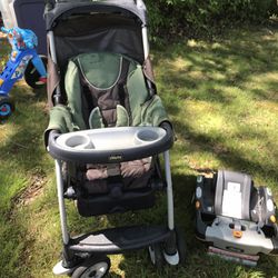 Very nice Chico fold up stroller with snap and go base everything goes for $65 firm