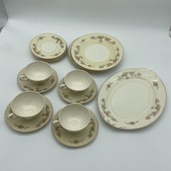 Vintage 22K Yellow Pink Homer Laughlin Countess Eggshell Georgian China Set 20pc