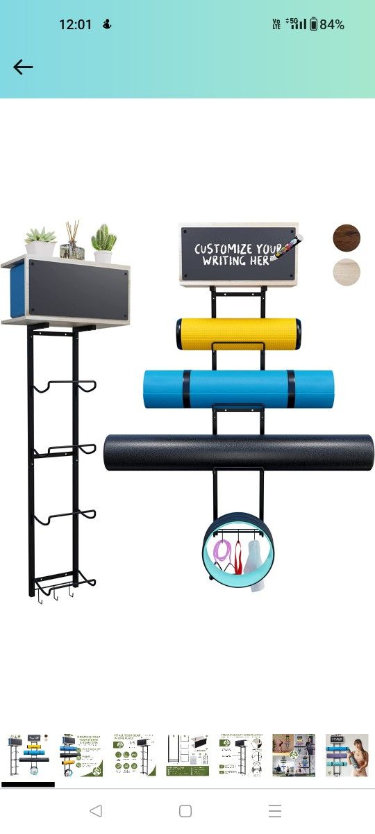 NEW Yoga Mat Holder Wall Mount