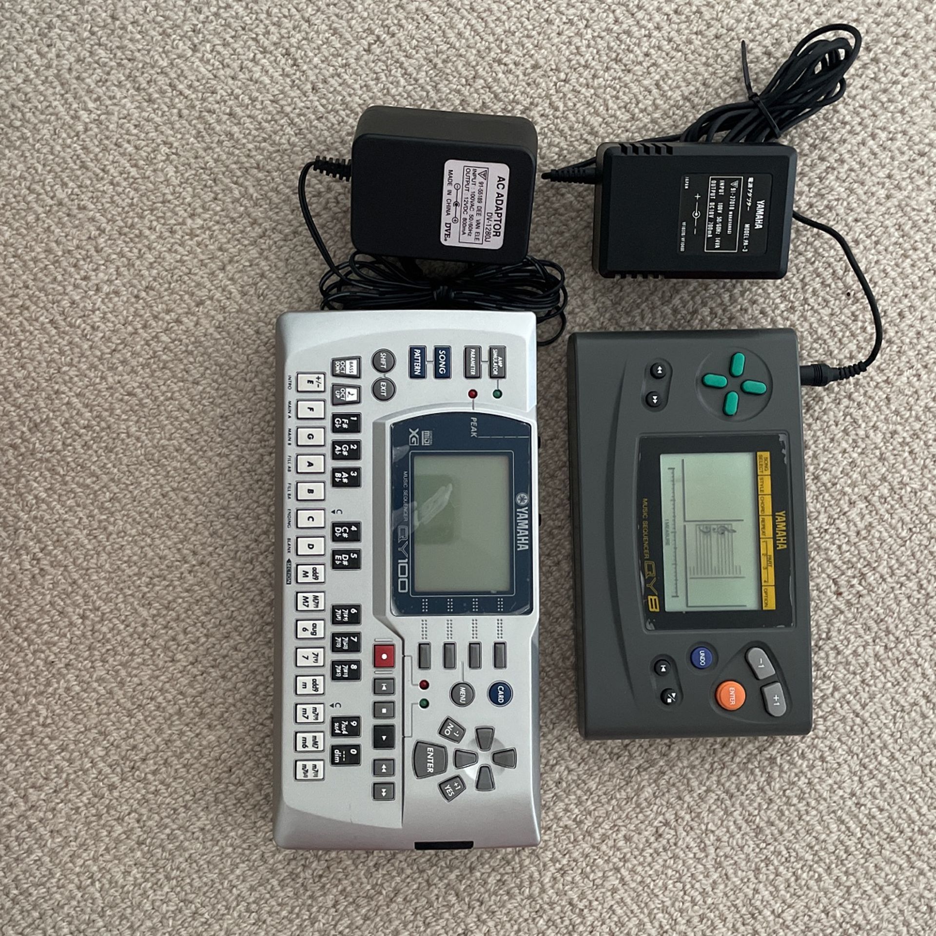 Yamaha QY 8 and QY 100 Music Sequencers