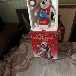 Vintage Classic and Timeless Christmas Coca-Cola Bubble Blowing Polar Bear Ornament