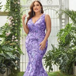 SHEIN purple Sparkly Prom Dress 3x