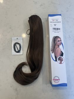 Hair Extension - Clip-on 18 in ponytail Medium Brown