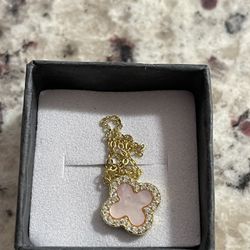 925 Silver Gold Four Leaf Clover Necklace 