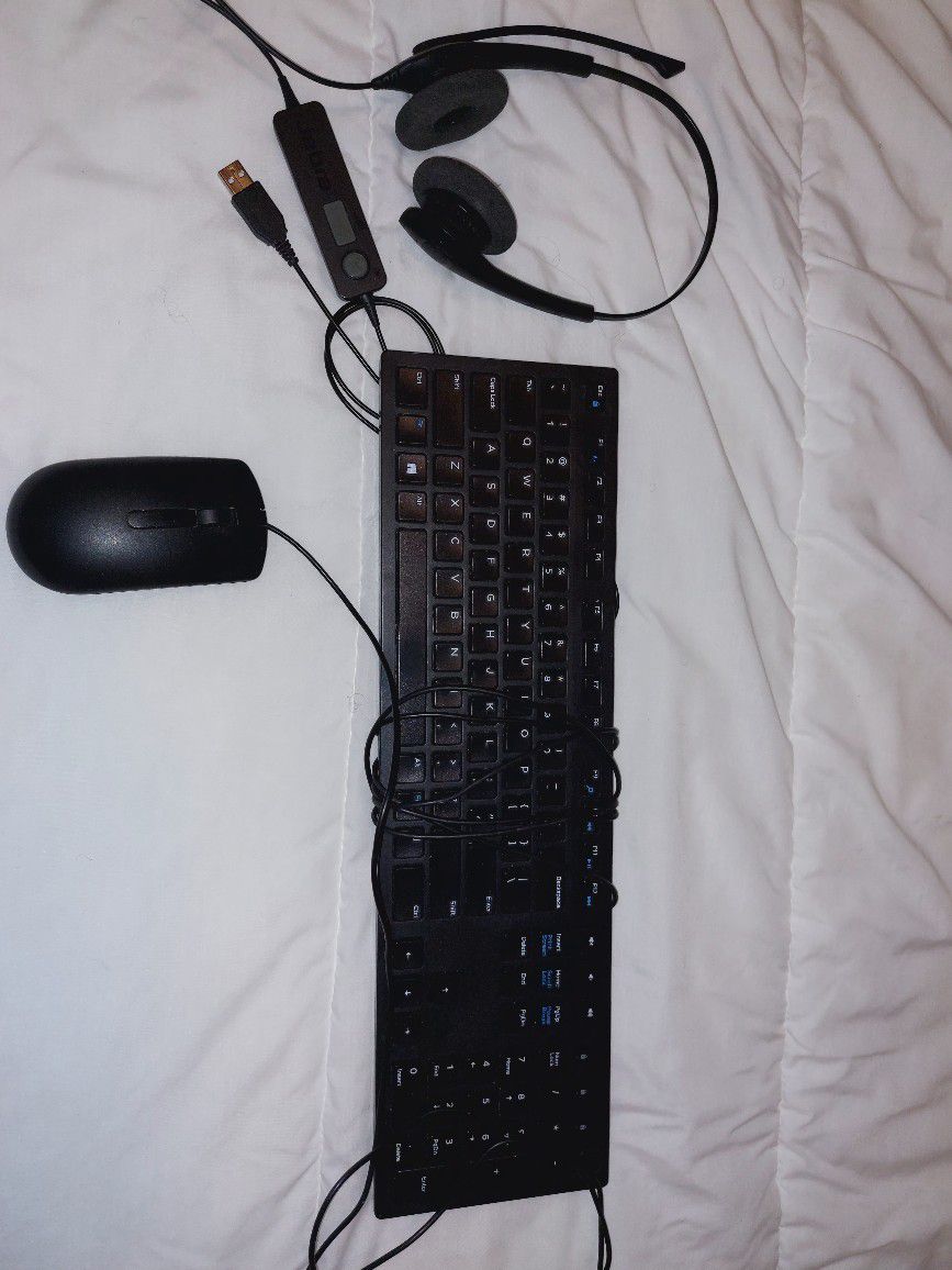 Dell Keyboard And Mouse And Jabra Duo Wired Usb Professional Headset