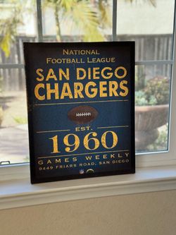 San Diego Chargers picture/wall hanging – faux vintage 16” x 20”