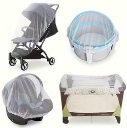 Universal White Baby Mosquito Net Cover for Strollers, Car Seats, Cribs / New with bag
