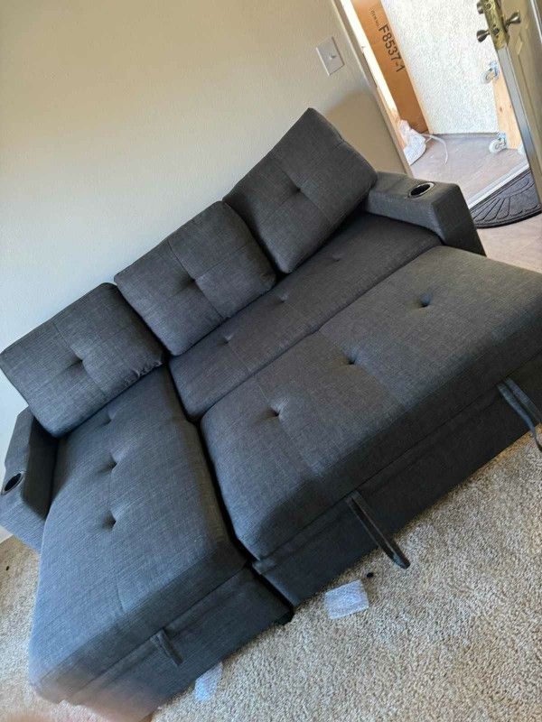 2pcs Sectional Sofa W/storage Chaise , CUPHOLDERS &...