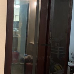 2 Glass Mahogany Shelf Cabinets 