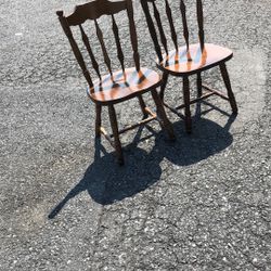 2 Solid wood chairs very strong