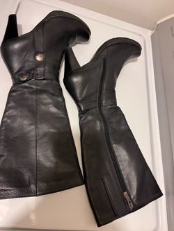 Black Leather Knee-High Boots