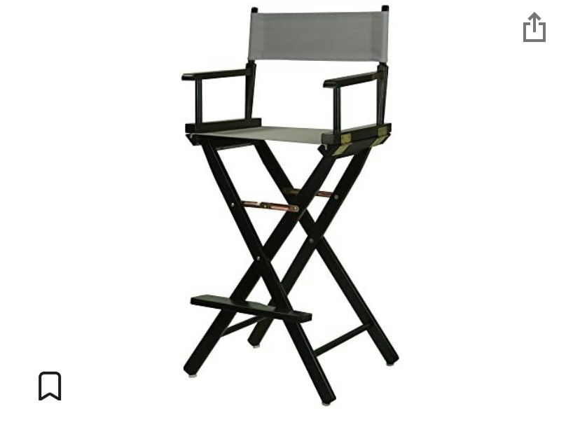 Casual Home 30" Director's Chair Black Frame-with Grey Canvas
