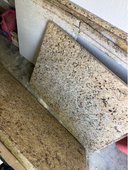 4 large pieces of broken granite