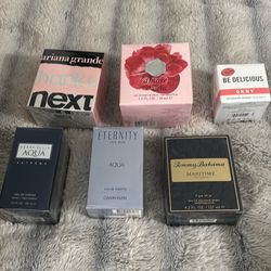 Perfume for women on top cologne for men on bottom