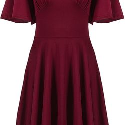 Womens Vintage 1920s V Neck Rockabilly Swing Evening Cocktail Dress w/ Sleeves