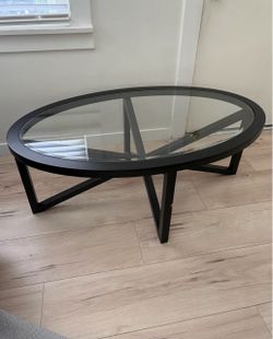 Oval Glass Top Coffee Table Black Frame